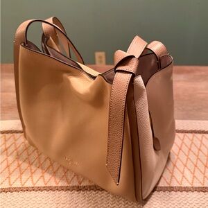 *Super Nice* kate spade Taupe Pebbled Leather Shoulder Bag with Wide Strap
